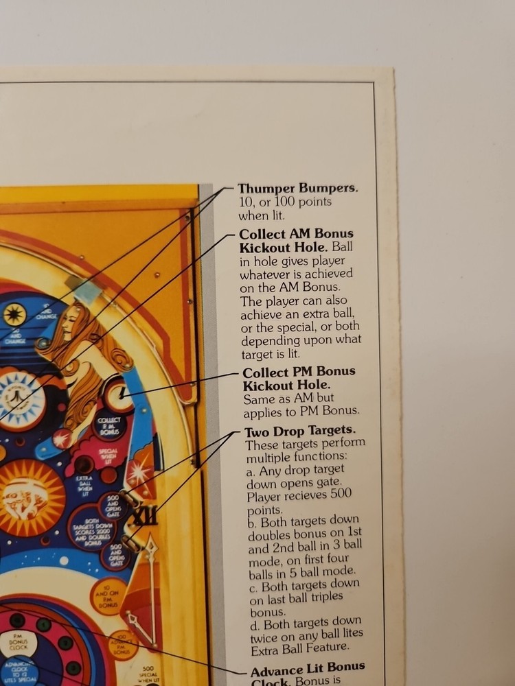 Atari Time 2000 Pinball Machine FLYER 1977 Ad Promo Insert Brochure Original