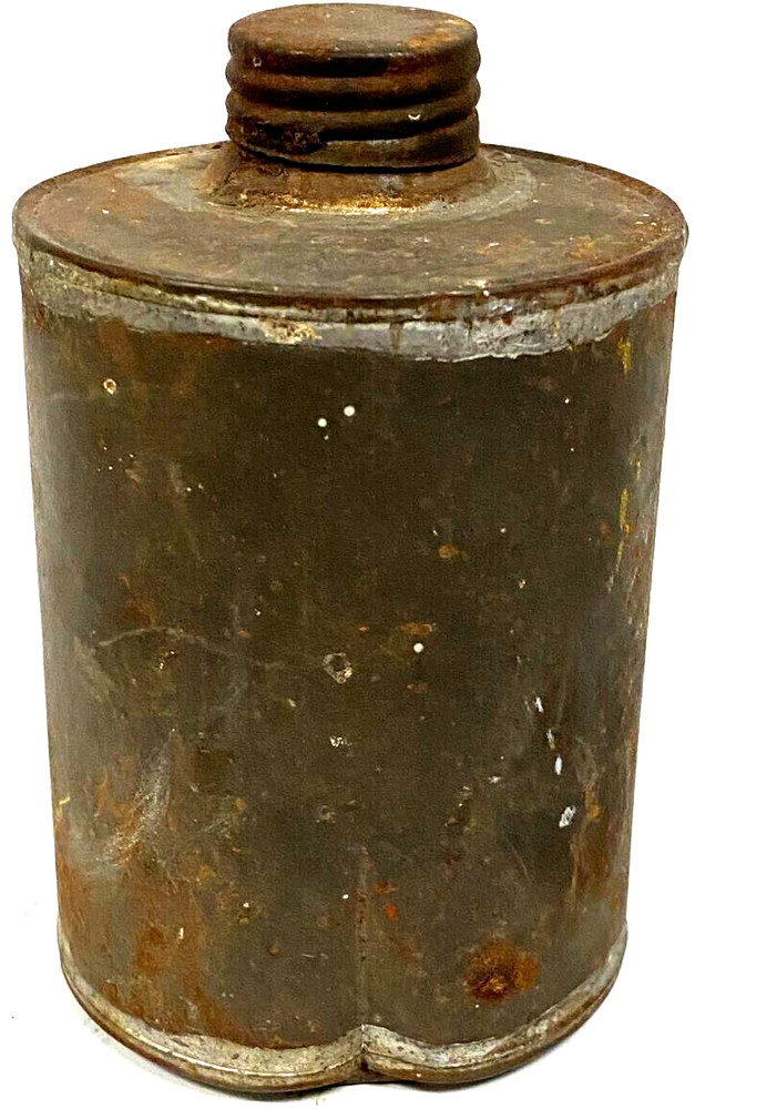 Antique Metal Can with Offset Screw Cap