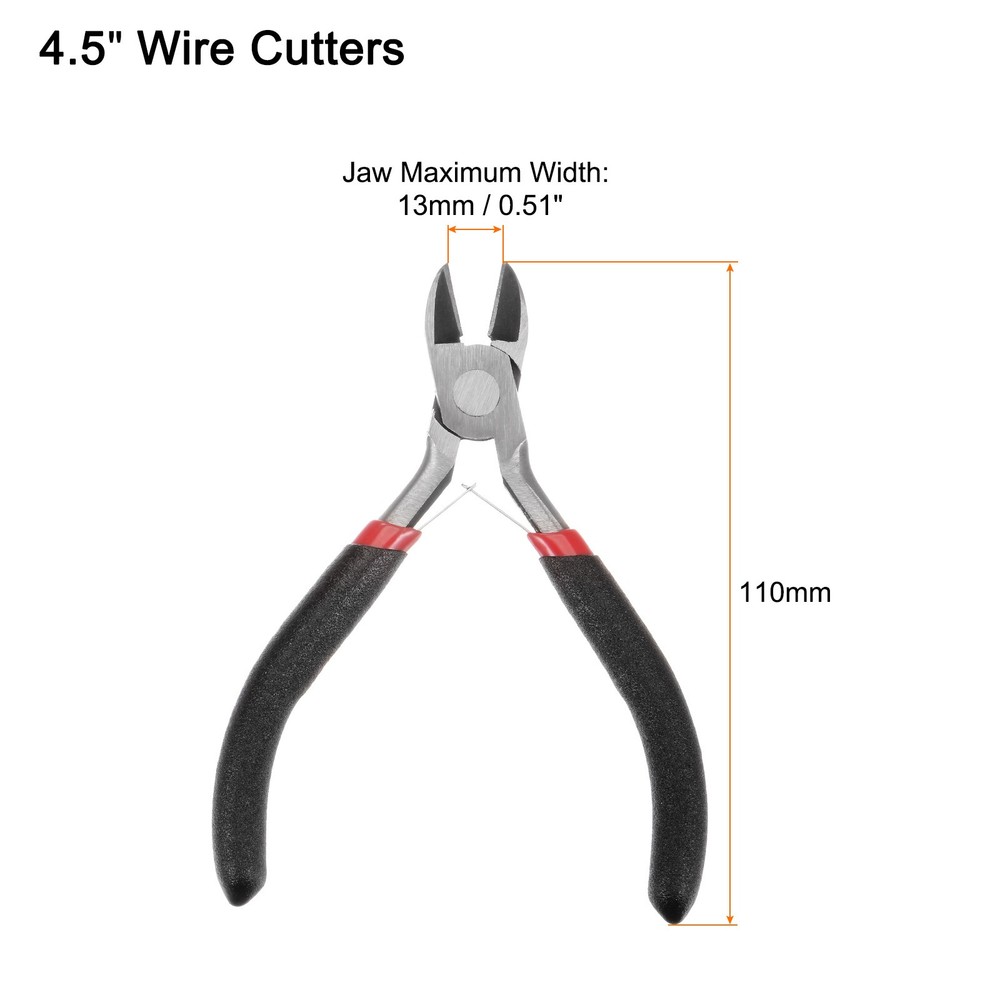 Wire Cutters 4.5" Diagonal Cutting Side Precision Pliers with Black Handle