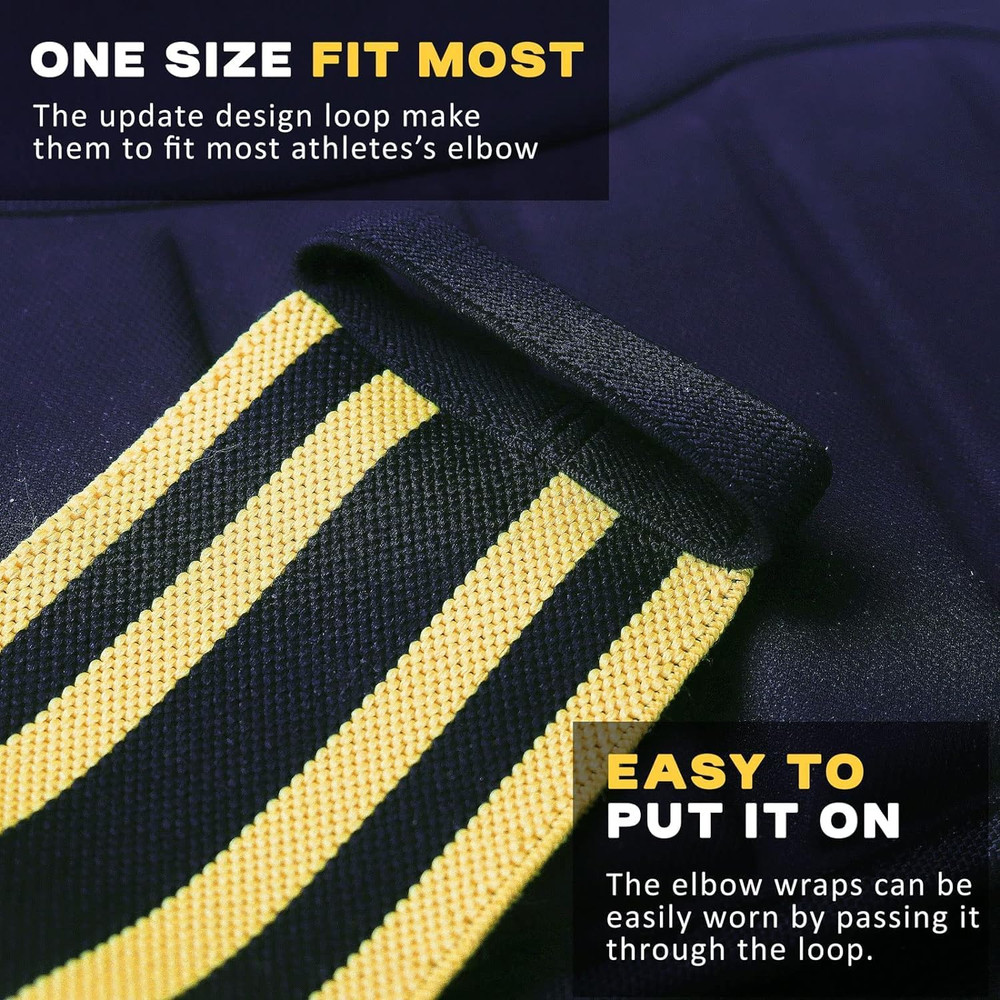 Elbow Wraps for Weightlifting (1 Pair), 47" Elastic Elbow Support & Compression