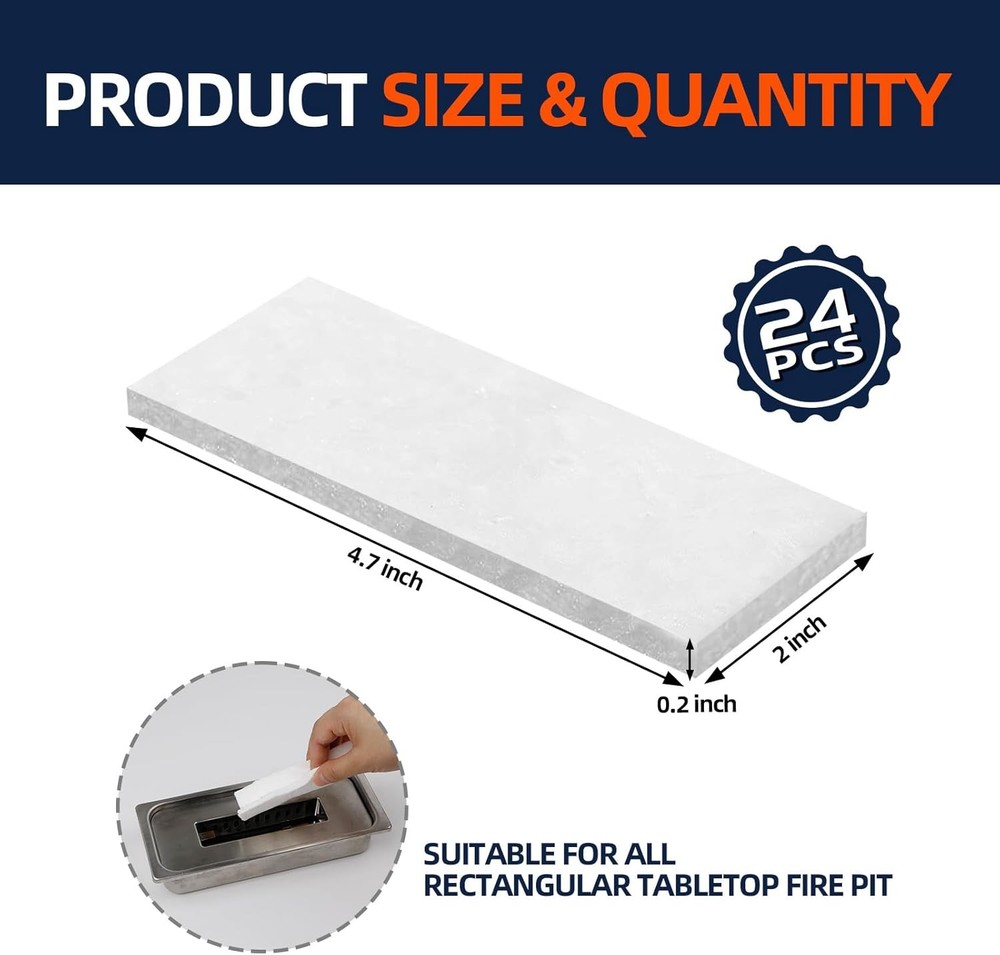 24 pcs Tabletop Fire Pit Ceramic Wool Wick to Extend Burning Time,Table Top Fire