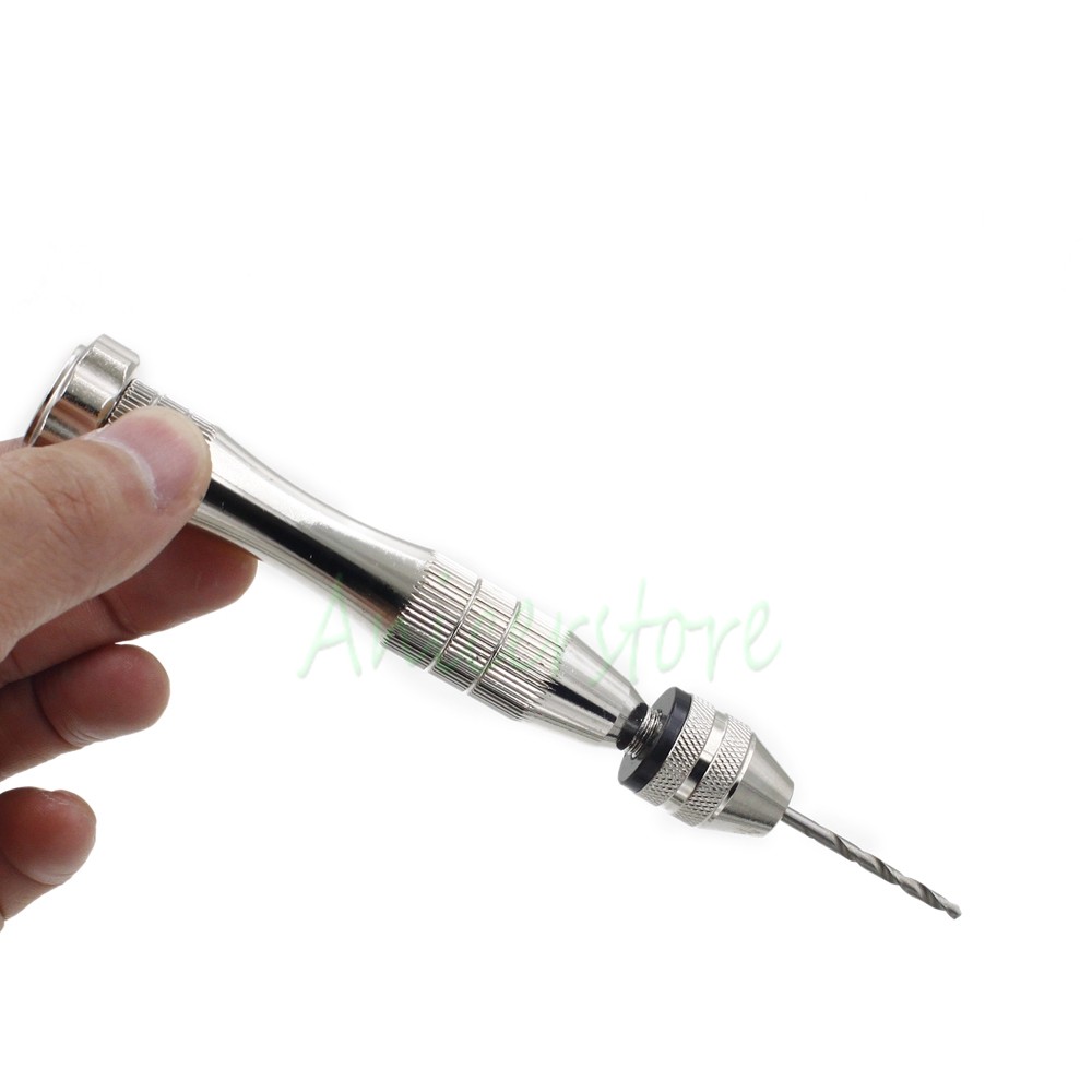 Rotary Handle Drilling Tool + Micro 10 Drill Bits For PCB Wood Model Making DIY