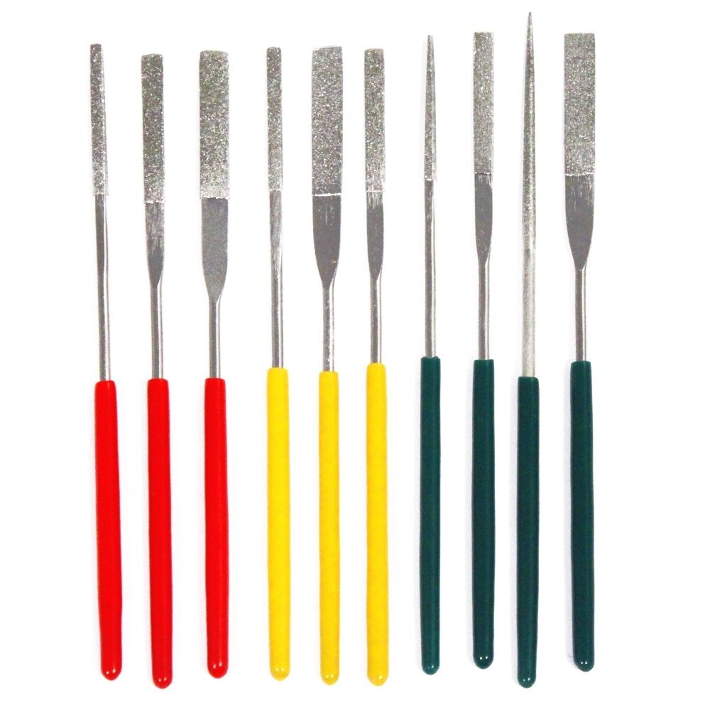 Professional Quality Tapered Diamond File Assorted Grits 10 Piece Set