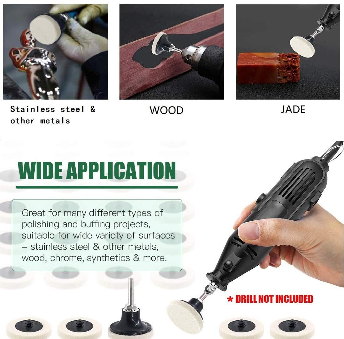 1/2/3 Inch Wool Felt Polishing Buffing Wheel + Pad For Angle Grinder Rotary Tool