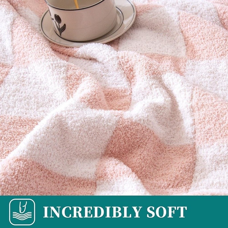 Cozy Reversible Checkered Throw Blanket Soft Microfiber Multi Use Gift Idea