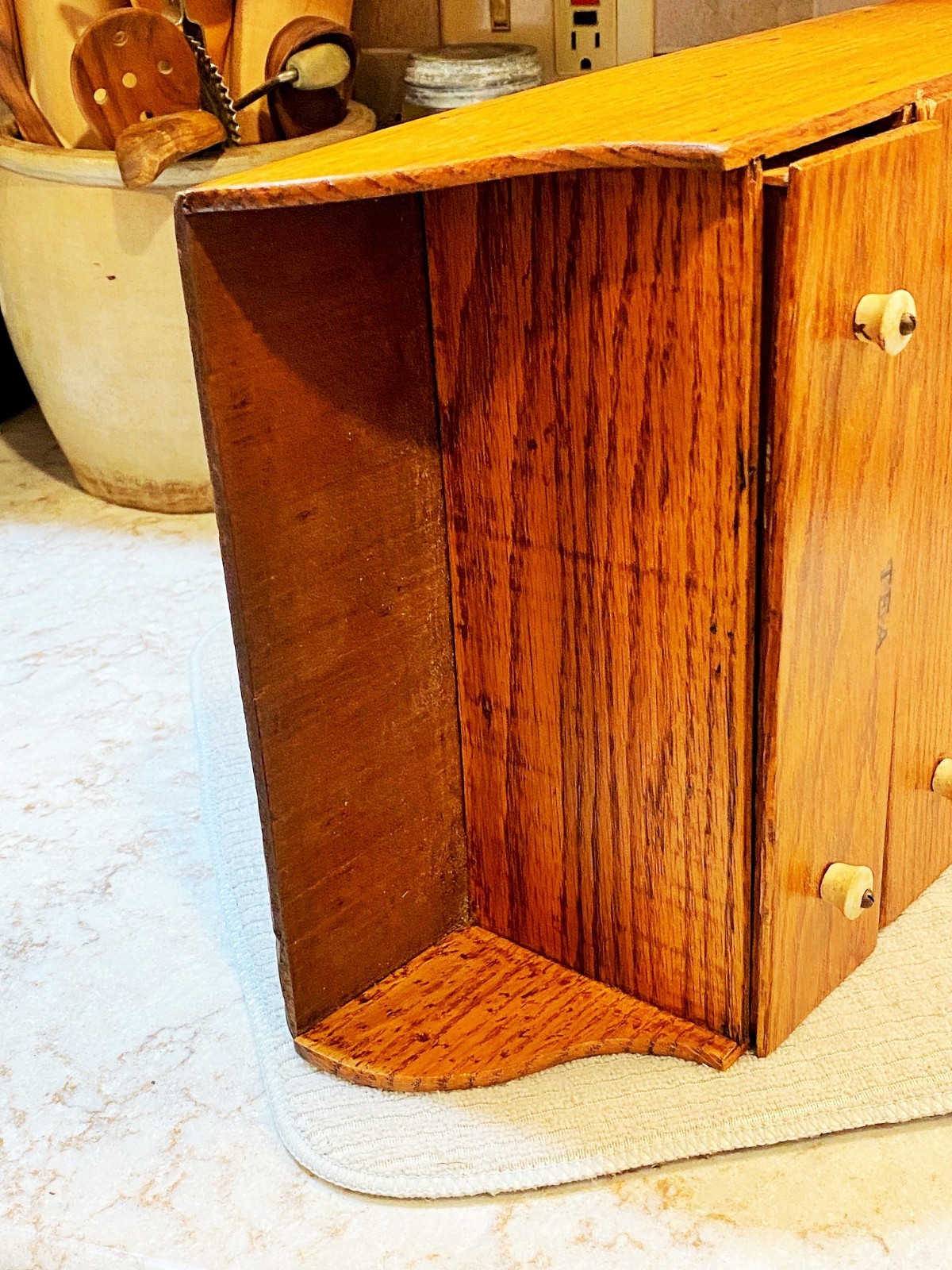 Antique OAK Wood Apothecary Spice Cabinet Primitive 11 Labeled Drawers 24" x 10"