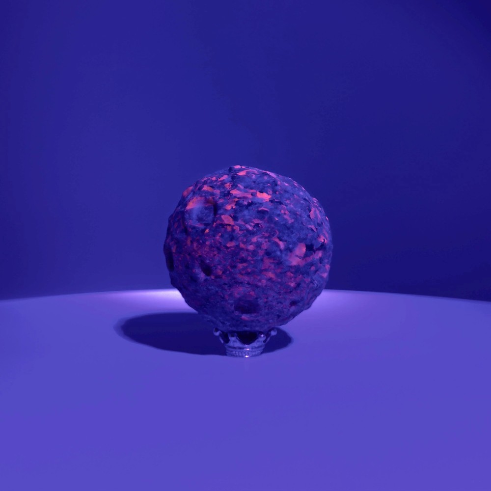 Yooperlite Moon Sphere (Includes Silver Stand), UV Reactive