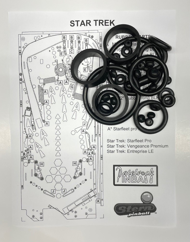Stern Star Trek ALL VERSION Pinball Machine Rubber Ring Kit **Customize Your Kit