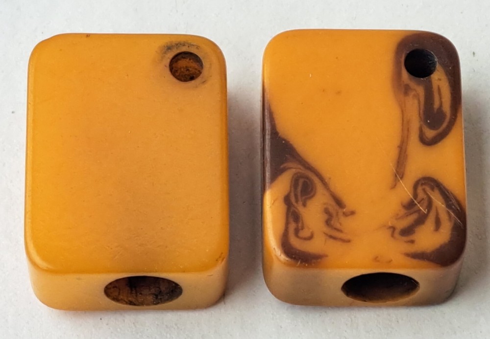 Vintage Pair 1940s Yellow Bakelite Rectangular Handheld Pencil Sharpeners