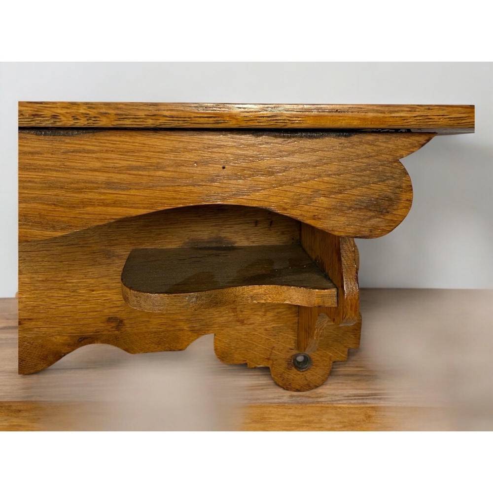 Vintage Oak Clock Wall Shelf