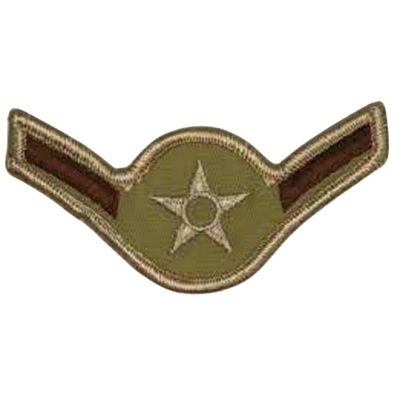 USAF Airman E‑2 Desert Subdued Patch, 3‑7/8" × 1‑3/4", Embroidered