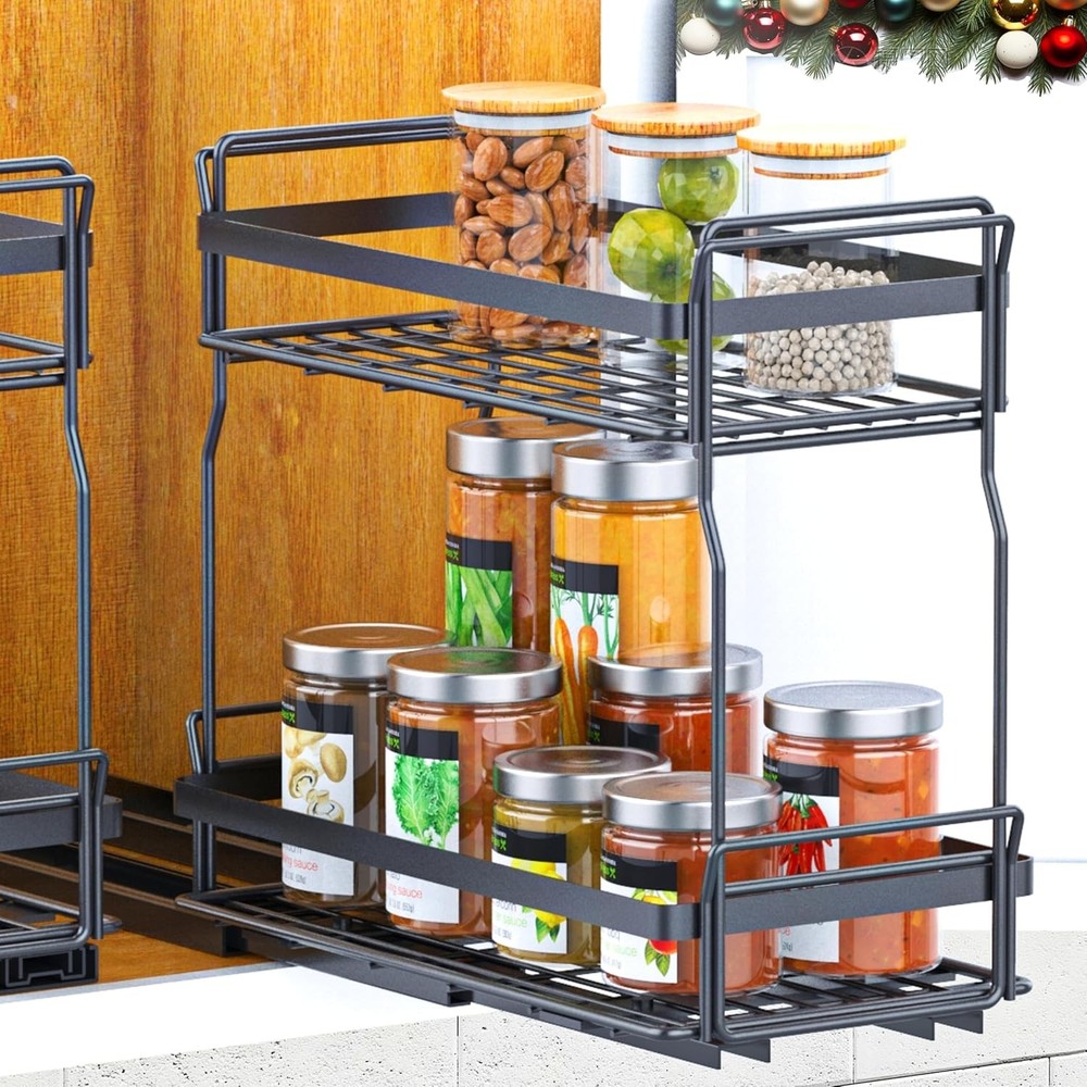 Pull Out Spice Rack Organizer Inside Kitchen Cabinets Heavy Duty Slide Out
