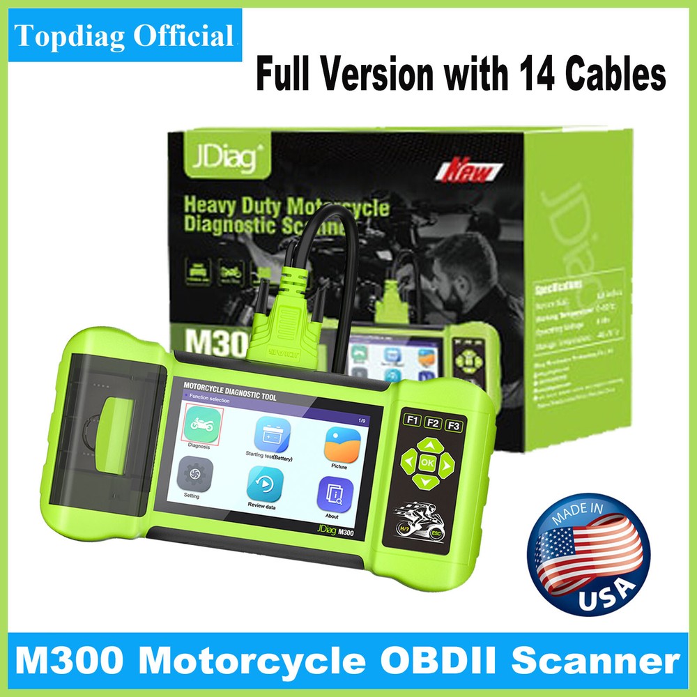 Jdiag M300 Motorcycle OBD2 Scanner Full System Fault Code Reader Diagnostic Tool