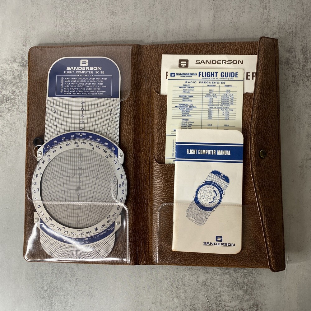 Vintage Sanderson SC-3B Flight Computer + Manual & Flight Guide in Case