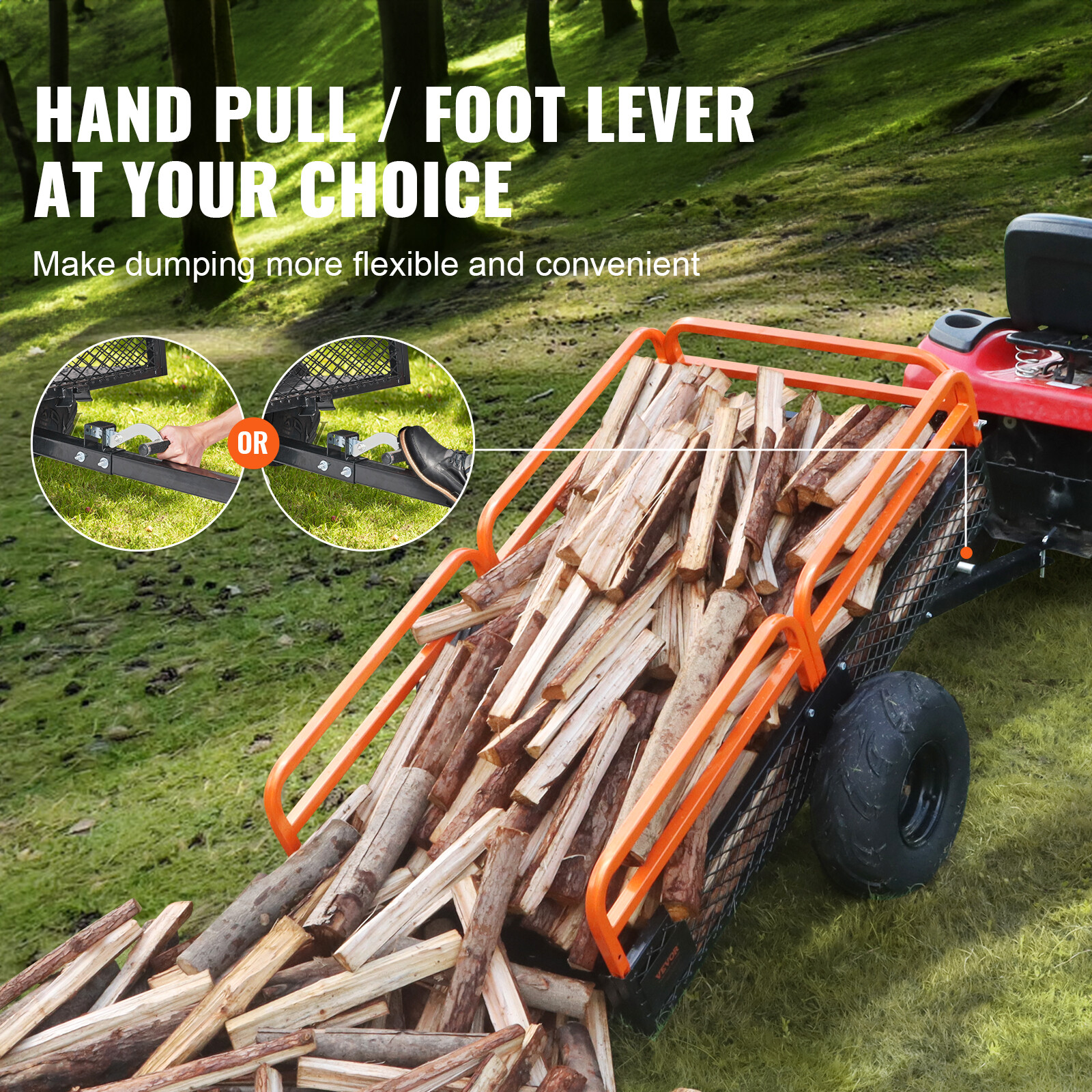 VEVOR Dump Trailer Tow Behind Dump Cart 1500 lbs 15 Cu. Ft. Steel Construction