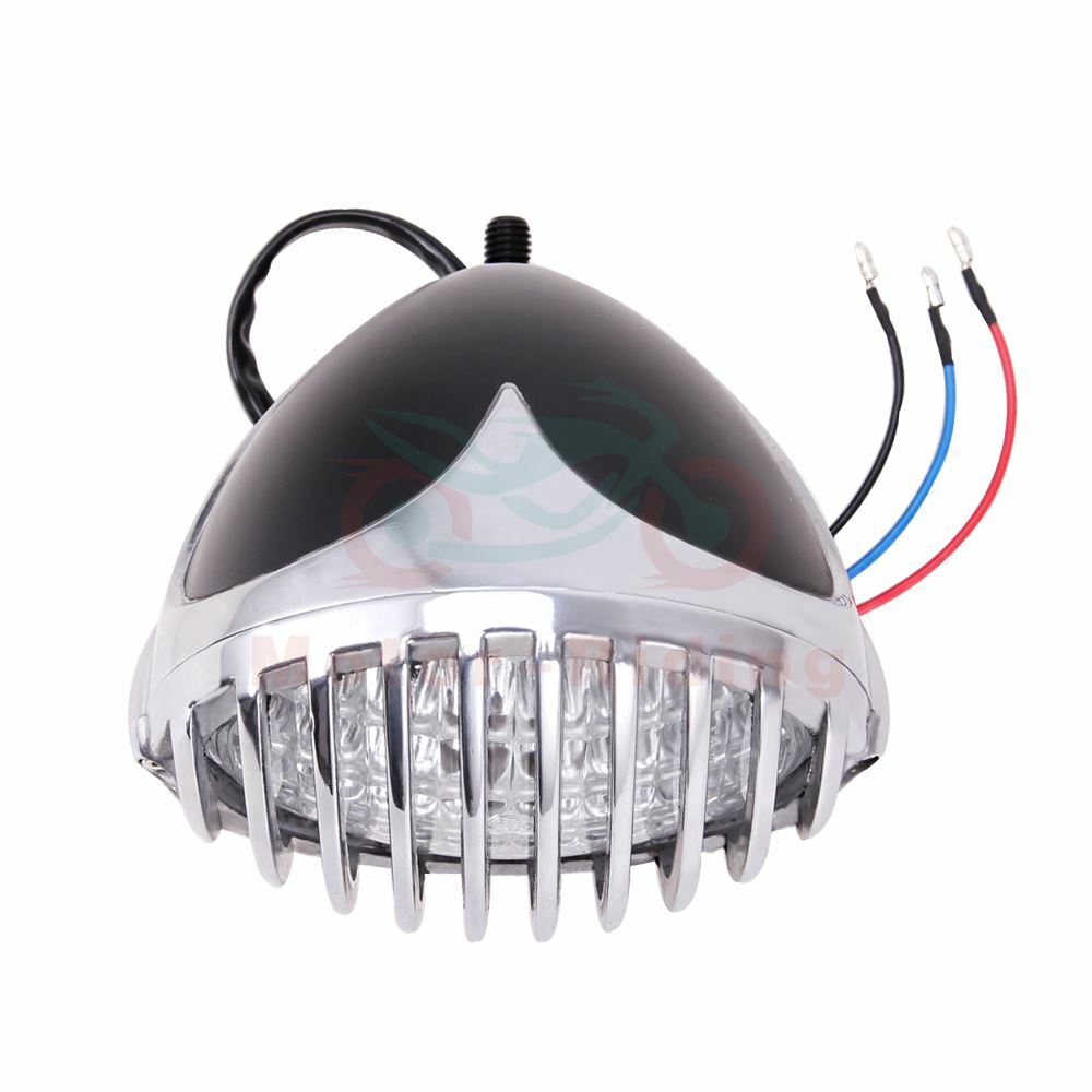 Black Chrome Headlight Finned Prison Grill For Harley Cruiser Chopper Bobber US