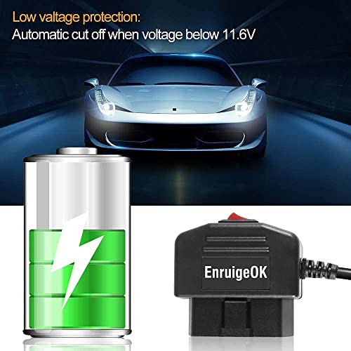 Universal OBD OBD2 Power Cable for Dash Camera 24 Hours 1 Black