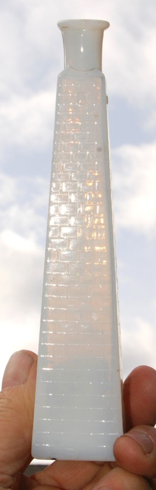 FIERY OPALESCENT WHITE BUNKER HILL MONUMENT COLOGNE BOTTLE EMPTY