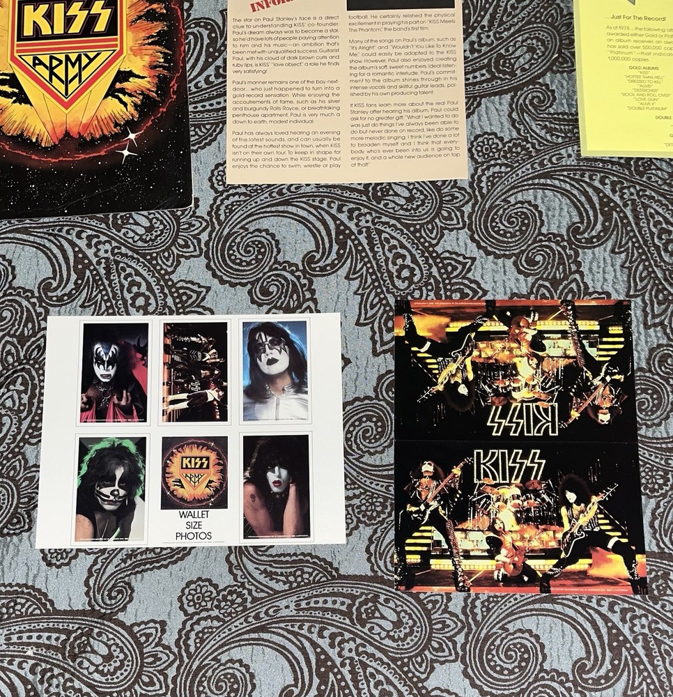 Vintage 1970’s Kiss Army Kit Membership Card Certificate Collection Aucoin
