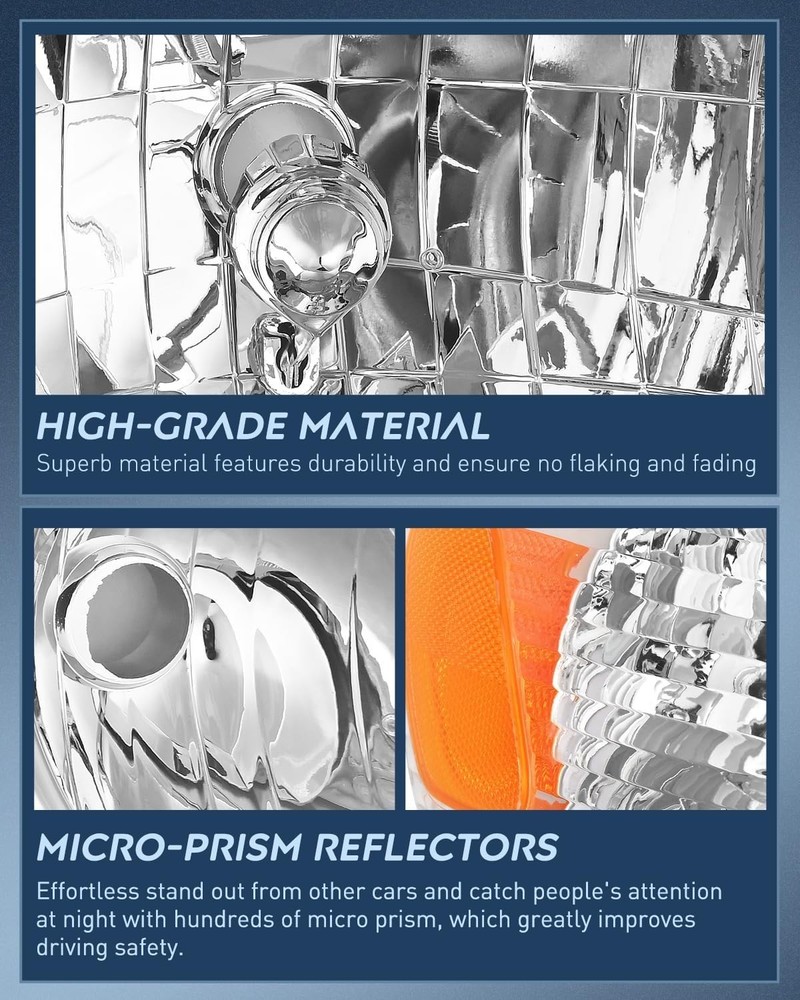 Headlight Assembly Compatible with 2001 2002 Toyota Corolla Replacement Headlam