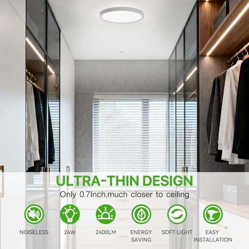 2Pack 12Inch LED Flush Mount Ceiling Light 12inch-2Pack White-3CCT Dimm.