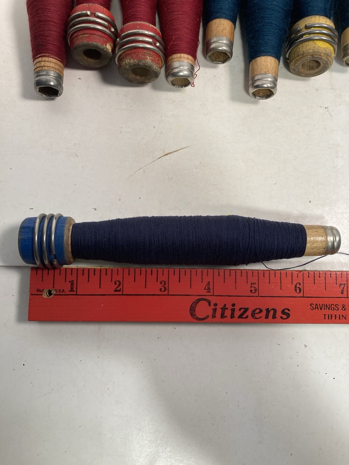 Wood Quills Wooden Bobbins Thread Wrapped Spool Threaded Textile Factory Lot-12: