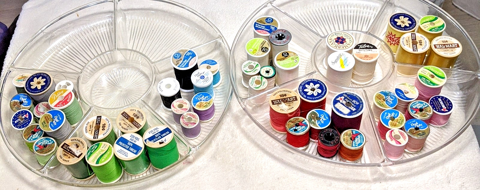 Lot of 50+ Polyester & Cotton Mixed Brand & Colors New & Used Threads