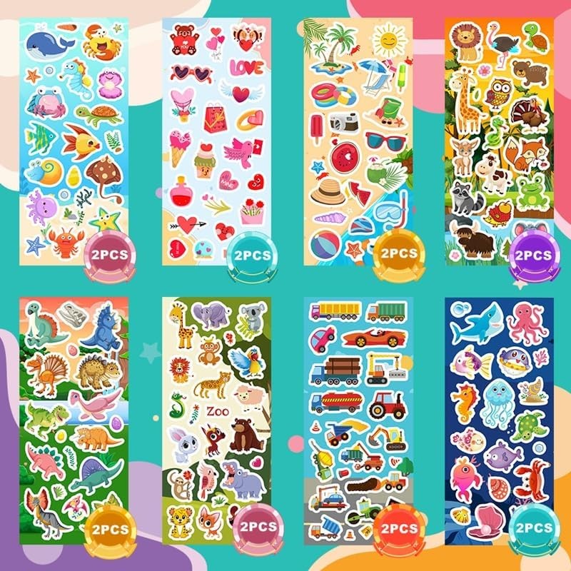 48 Sheets Stickers for Kids, Cute Kids Variety Pack Multicolor