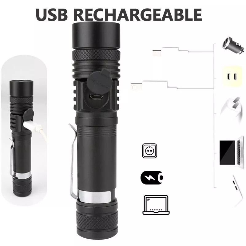 2pcs Chargeable Super Bright LED Tactical Flashlight Zoom Tactical Flashlight US