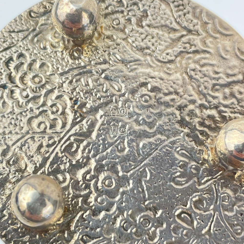 Antique Chinese Export Solid Silver Possibly Wing Chun Miniature Footed Tray