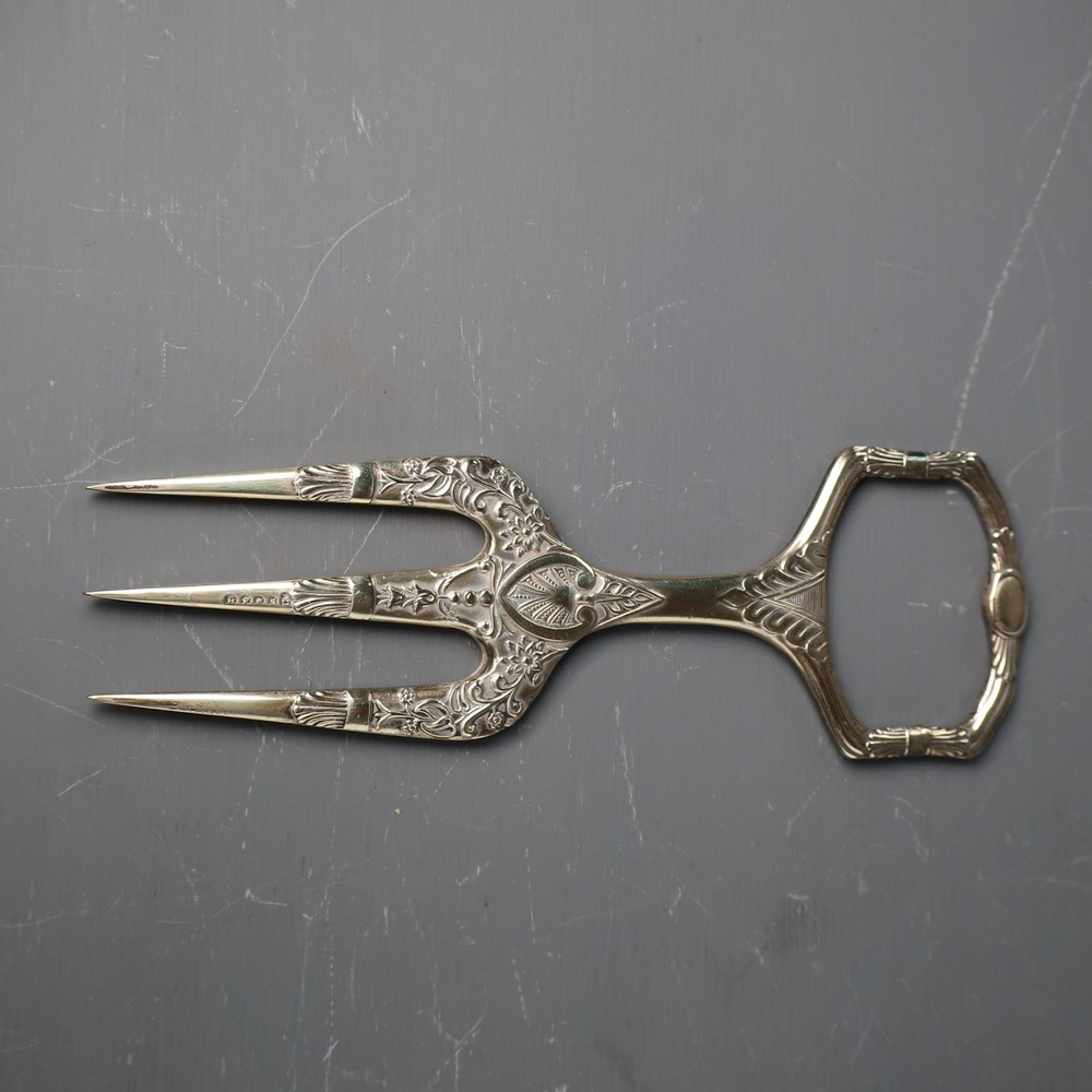 Antique Victorian Silver Plated 3 Prong Bread Fork Serving Fork