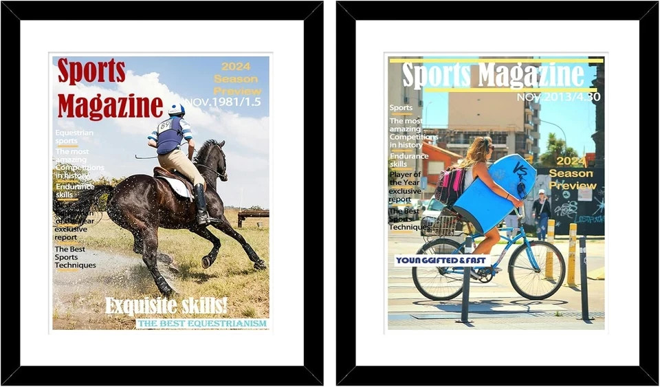 4-Pack Black Magazine Display Frames with Plexiglass for Wall Mounting