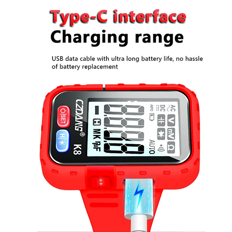 Handheld Wrist Multimeter Voltage Resistance Temperature Continuity Reading Hold