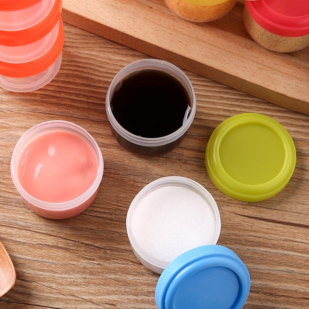 6PCS Mini Clear Plastic Jars With Leakproof Lids Round Clear Container 35ml