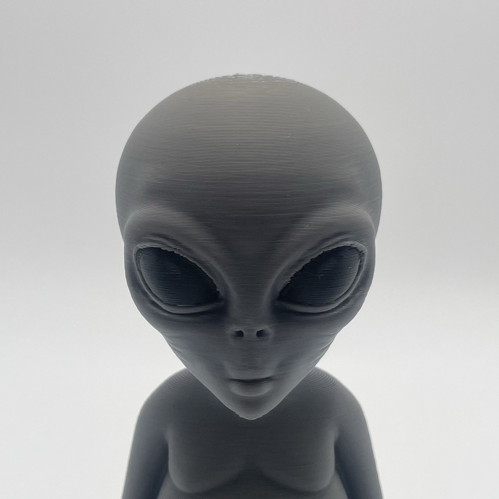 4.5" Cute Dark Grey Alien Figurine, Gnome-Style, PLA 3D Print