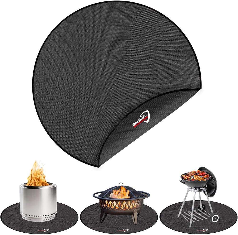 Docsafe 48" round Fire Pit Mat, 4-Layer Fireproof under Grill Mat Heat Insulated