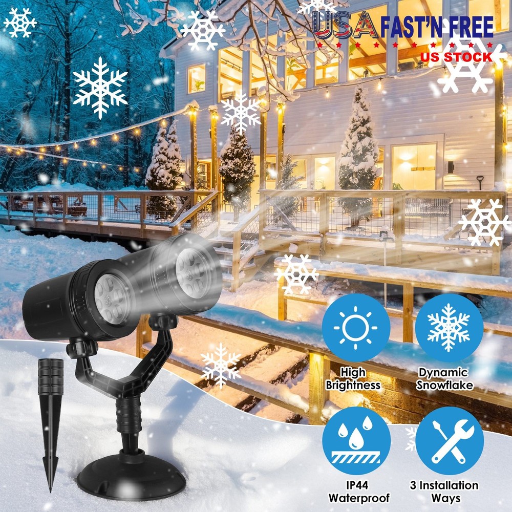 Christmas Light Snowflake Projector Light Dual-Head LED Stake Light Yard Light