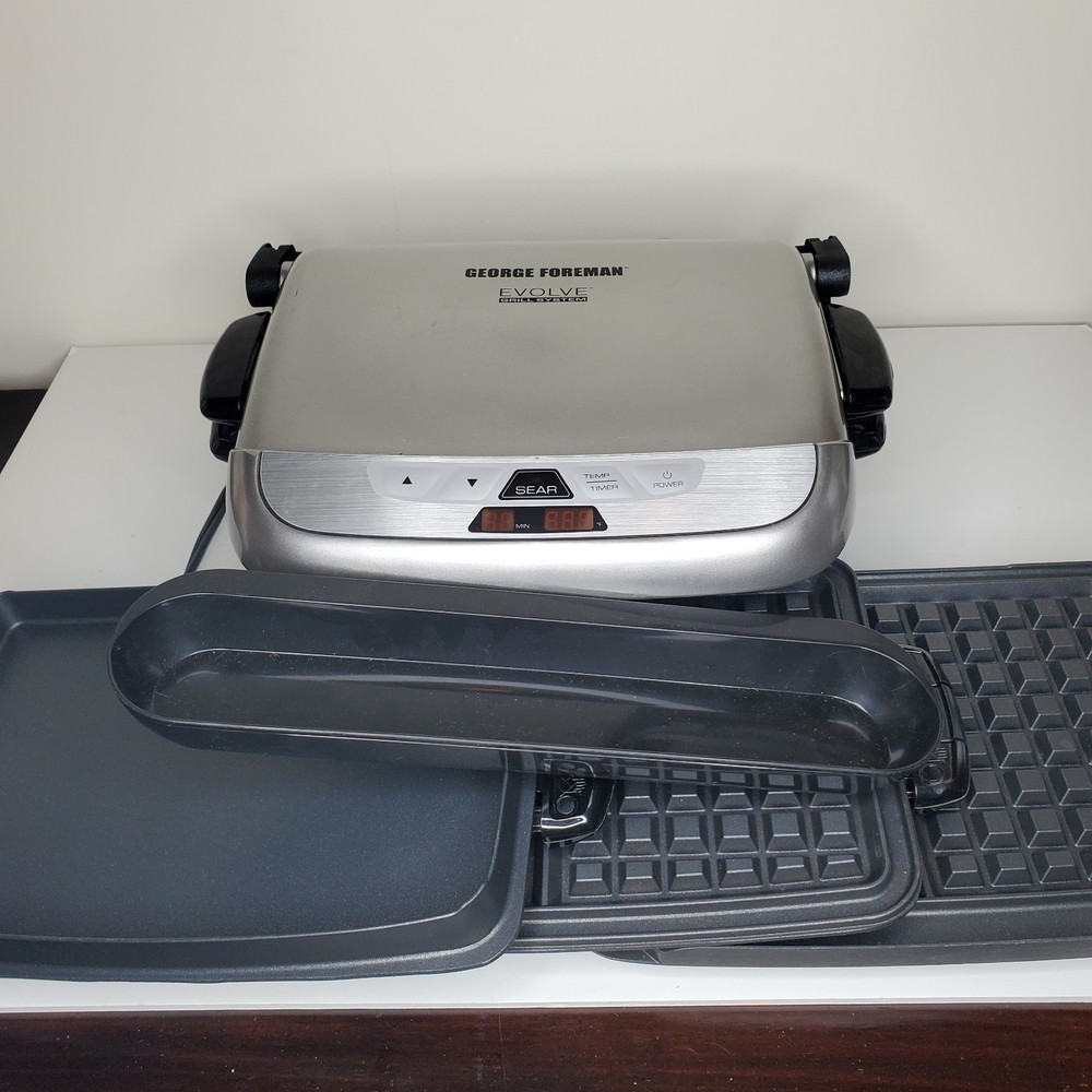 George Foreman EVOLVE Grill System Silver Ceramic Grill Plates GRP4842P WORKS