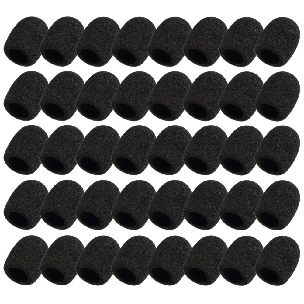 40 Pack Foam Mic Covers - Handheld Microphone Windscreen Black Sponge Shields