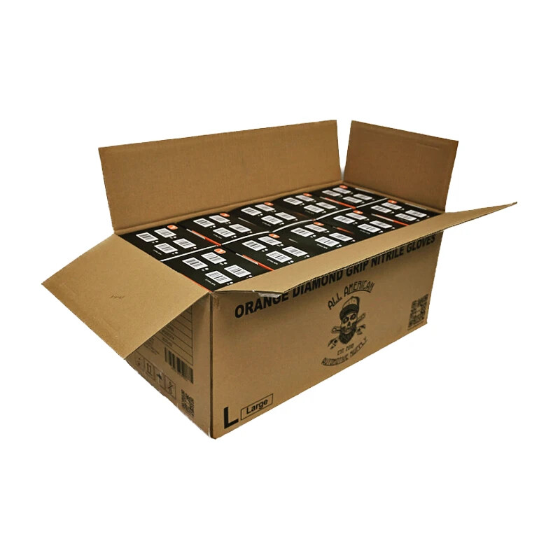 100 pcs Heavy Duty Mechanic Nitrile Orange Disposable 8 MIL Diamond Gloves