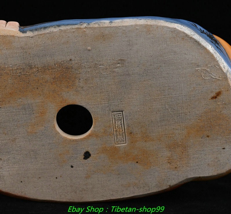 10.6''Old Dynasty Famille Rose Porcelain Gilt Happy Laugh Maitreya Buddha Statue