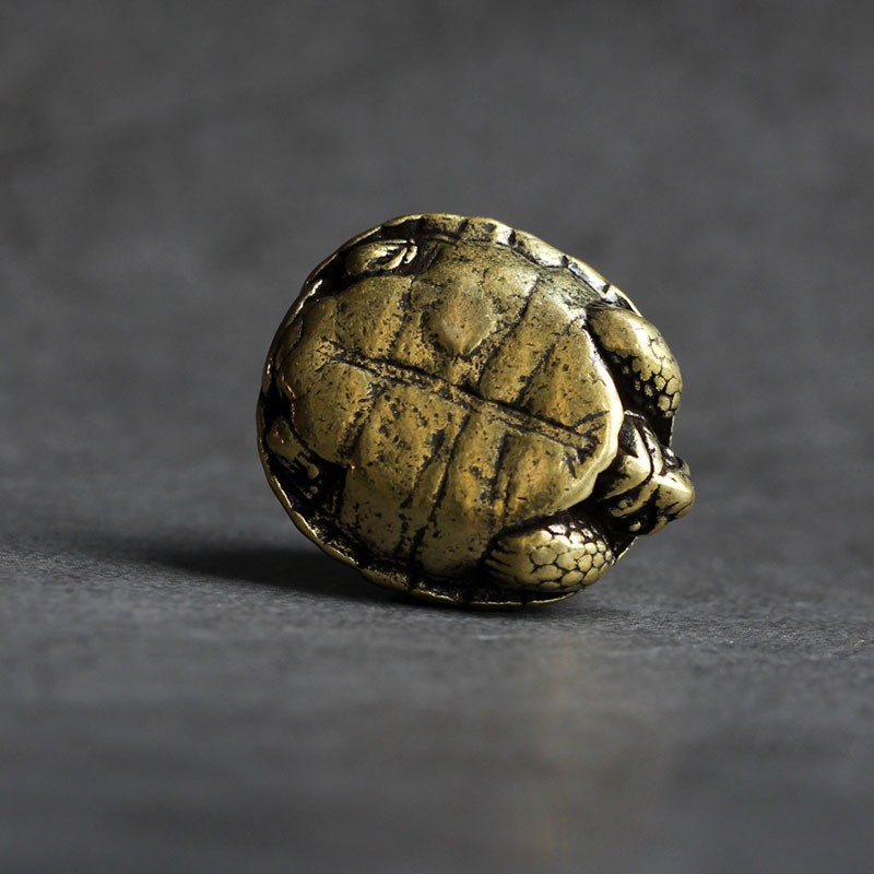 Solid Copper Turtle Trinket Tea Pet Ceremony Antique Bronze Model Figurines 1pc