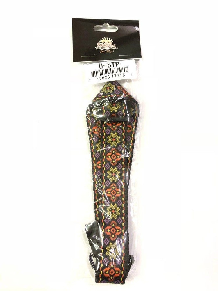 PukanaLa Polyester Adjustable Necklace-Style Ukulele Uke Strap BK/PUR/OR #U-STP4