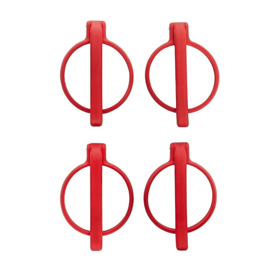 NIP**4 Pack Char-Griller Silicone Griddle Egg Rings with Foldable Handle