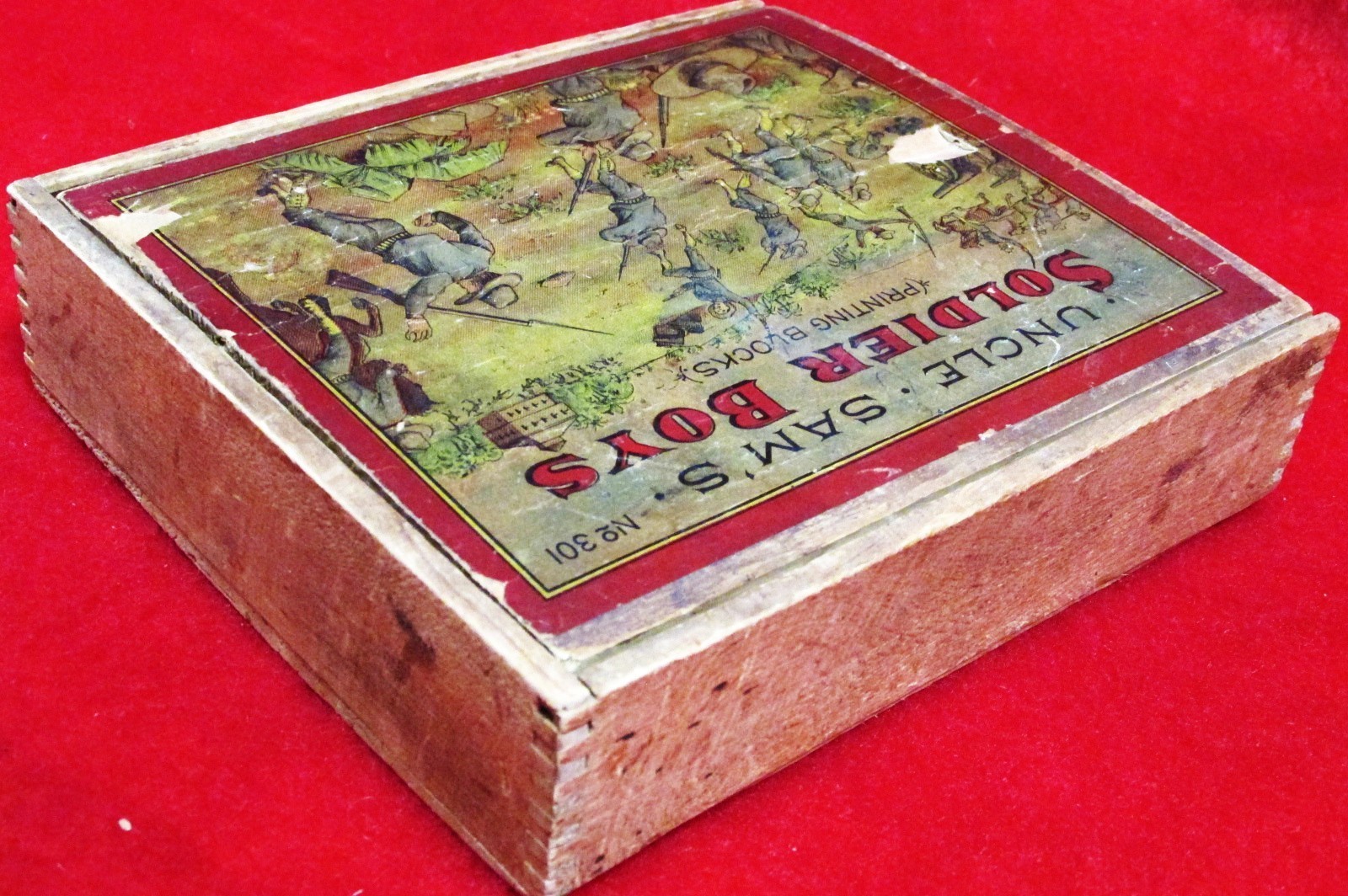 c1898 Ex-Rare Military Museum Uncle Sam's Soldier Boys Pr. Blocks, San Juan Hill