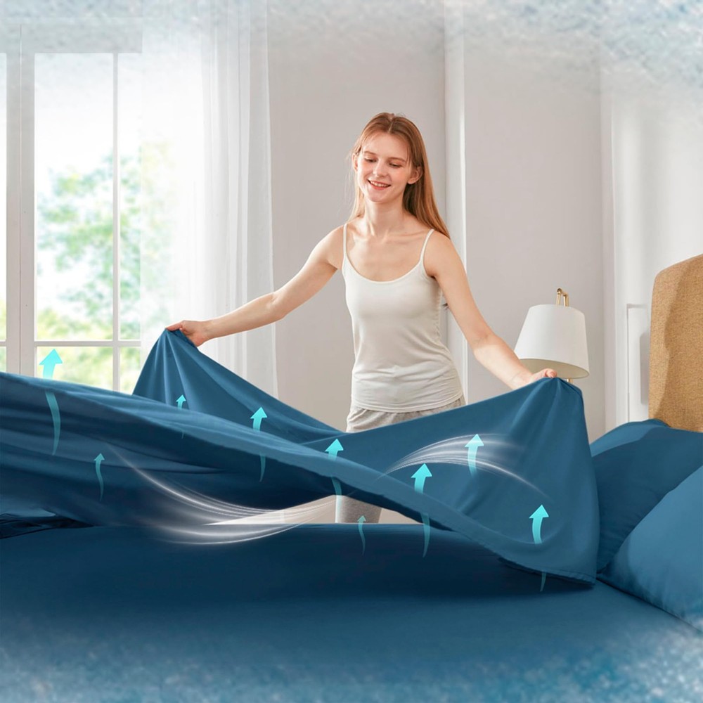 Comfort Spaces Queen Cooling Sheets, Moisture Wicking Coolmax Sheets, Soft, Colo