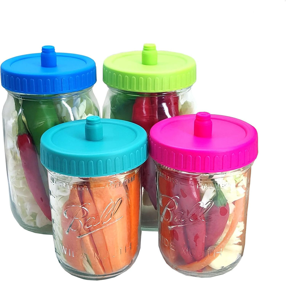 4 Pack Mason Jar Fermentation Lids - waterless Airlock Fermentation Pickle