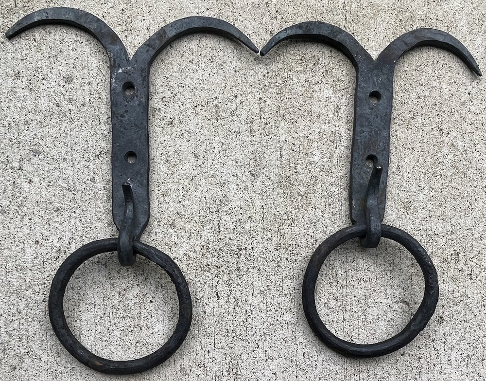 Pair (2) Custom Hand Forged Door Pull Handles Blacksmith Rustic Antique Hardware