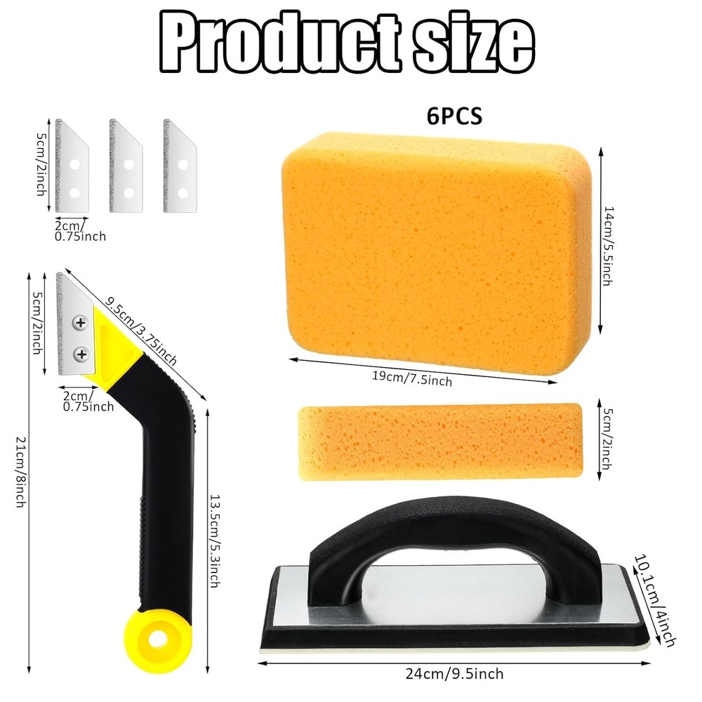 11 Pcs Grout Float Sets Include 9.5 x 4 Inch Molded Rubber Grout Float
