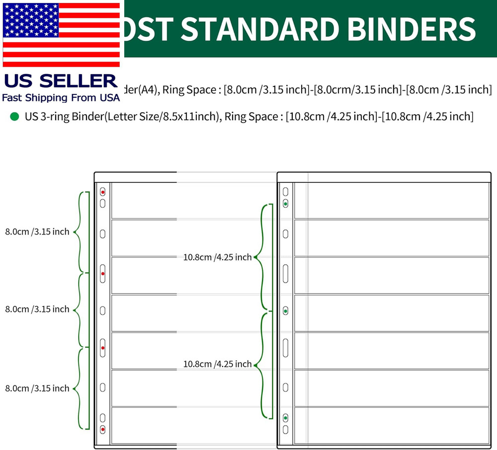 10 Sheets 20 Pages Postage Stamp Album Pages, 7 Pockets 7.7X 1.35In Stamp Collec